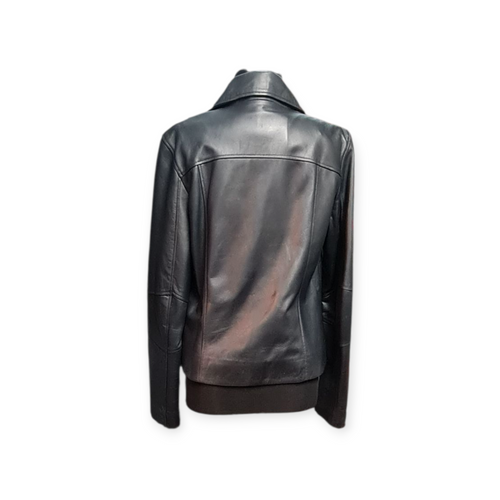 Luxury Lambskin Leather Jacket Women's dark blue #004