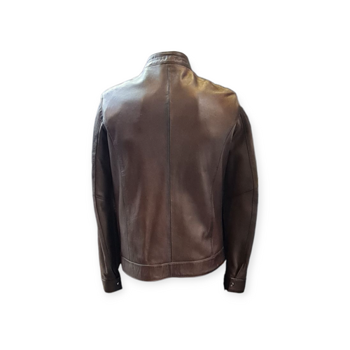 Men's Jacket – 100% Genuine Lambskin Leather Brown #014